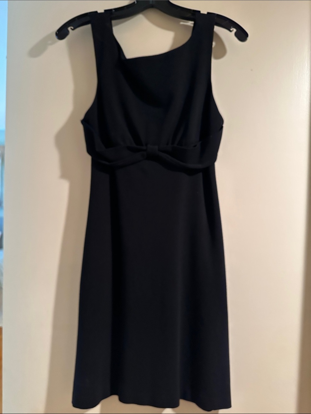 Diane Von Furstenberg Black Midi Sleeveless Bow-Detail Dress